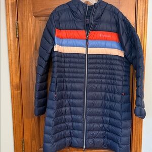 NWT Cotopaxi Women’s Fuego Down Parka, Ink Stripes, XL